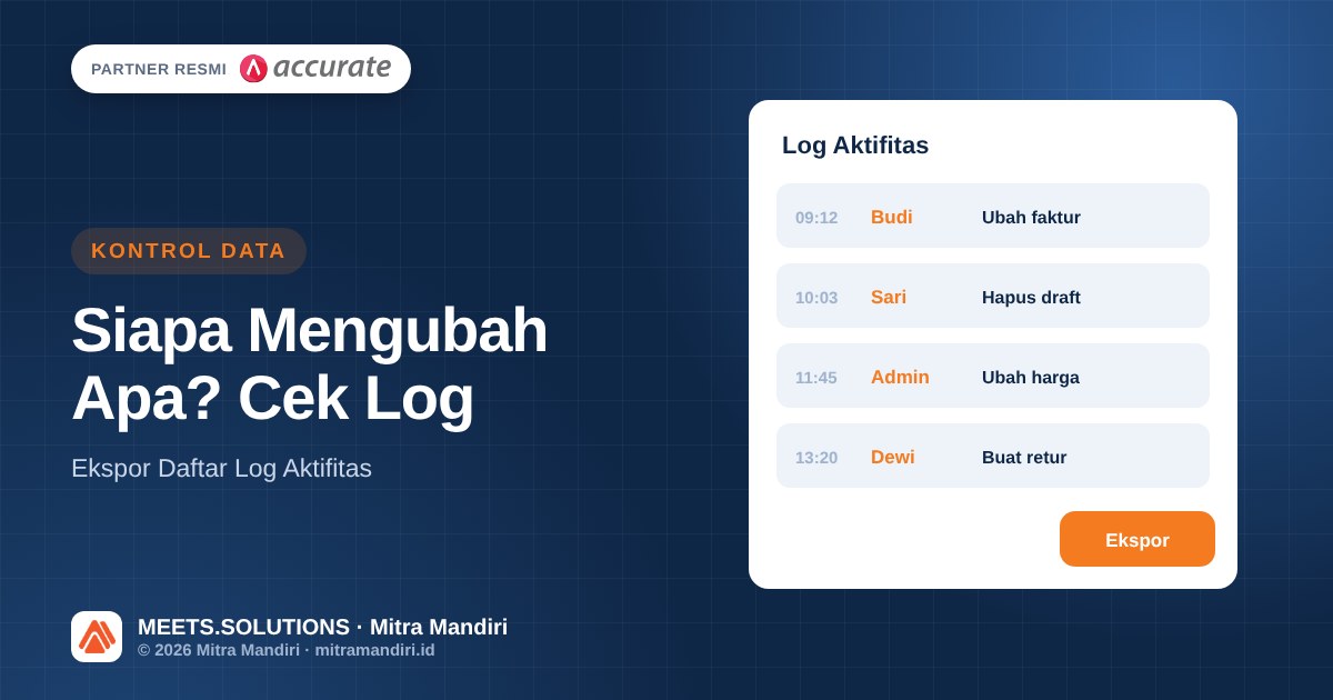 Ilustrasi ekspor daftar log aktifitas pengguna di Accurate Online