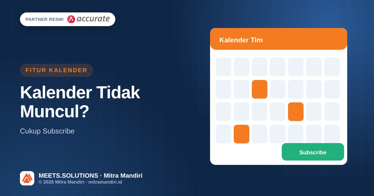 Ilustrasi kalender bersama di Accurate Online yang perlu di-subscribe pengguna lain
